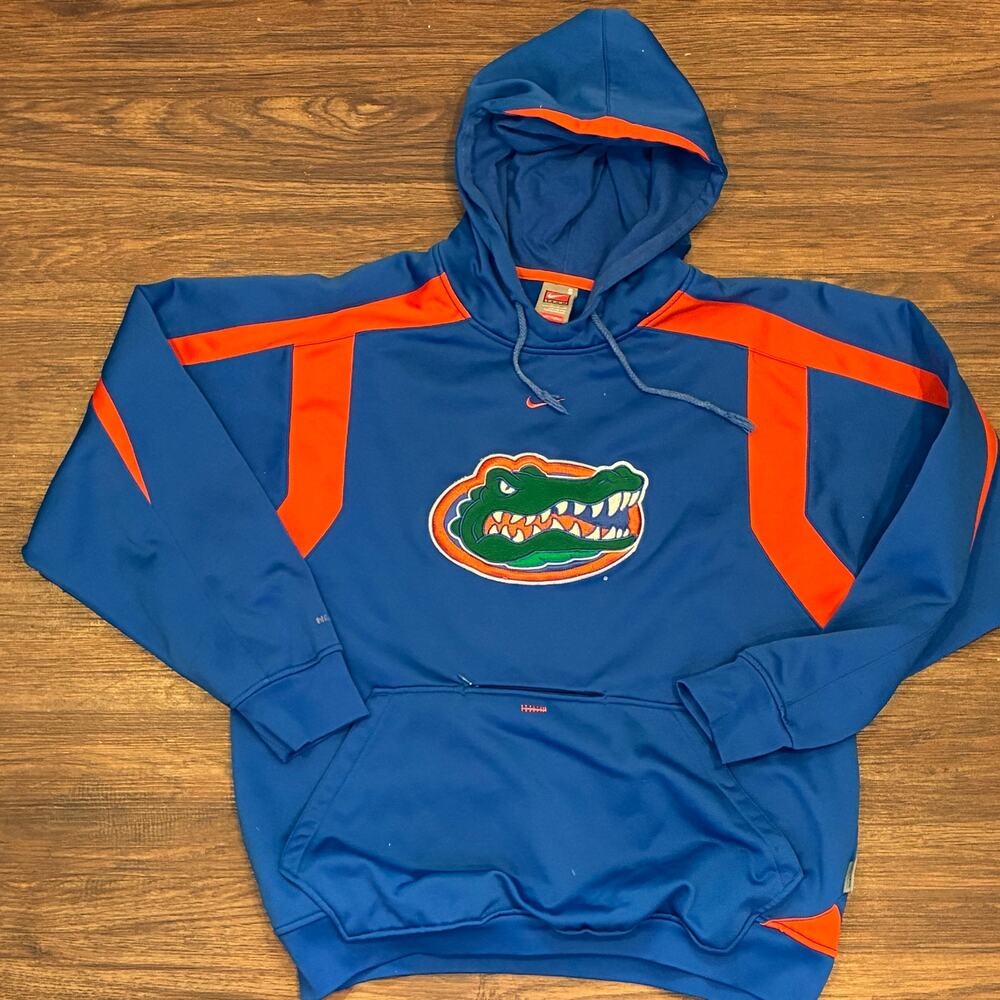 Vintage Nike Florida Gators Therma Hoodie Blue Orange‎ Size Small